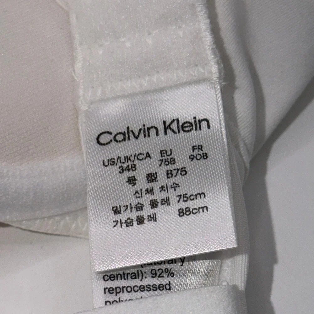 Calvin Klein 34B Microfiber Stretch Mini Logo White Push Up Bra Minimalist Basic